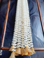 Guirlande de fleurs artificielles traditionnelles faites à la main, en jasmin et perles dorées, pour décoration murale de mariage indien