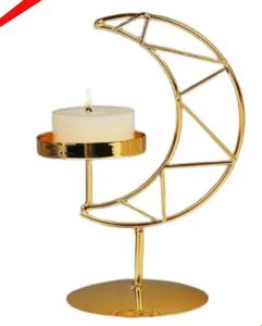 Soporte de vela estilo Luna acabado dorado de último diseño para hoteles y restaurantes - Product Image 1