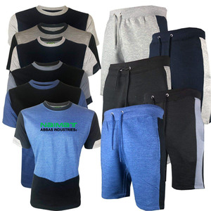 Wholesale Custom Logo 260 GSM <b>Canvas</b> T-Shirt Shorts Set for Men <b>Round</b> Neck T-Shirts and Short Sets - Product Image 4