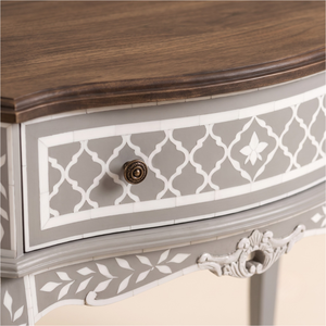 Mesita de Noche Moderna de Estilo Francés con Incrustaciones de Hueso y 2 Cajones de Almacenamiento para Dormitorio, Ideal para Apartamentos - Product Image 4
