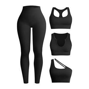 XXL & XL Fitted Skinny Workout Romper Transpirable Yoga Pant Leggings con sujetador Patrón sólido Impresión digital Decoración de bolsillo - Product Image 1