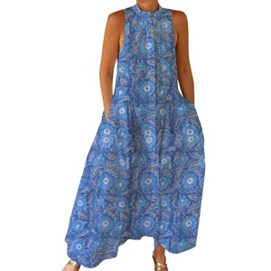 Combinaison sans manches 100% coton imprimée à la main avec motif floral, style streetwear, respirante, confort toute la journée, intemporelle BPJS023 - Product Image 1