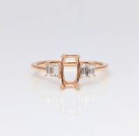 Composants de bague semi-montée en argent sterling 925 véritable de haute qualité, écologiques, faits à la main, sertis à griffes, forme de bague, bijoux en or