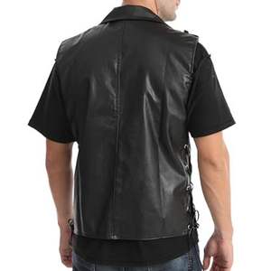 Mens Sleeveless PU <b>Leather</b> <b>Jacket</b> <b>Retro</b> Style Casual Vest Plus Size Autumn Workwear Trend <b>Leather</b> Coat Wholesale - Product Image 2
