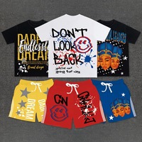 Conjunto de Ropa Casual de Verano para Hombre, Estilo Hip Hop Deportivo, Transpirable, con Logotipo Personalizado, Camiseta y Pantalones Cortos de Algodón, Dos Piezas