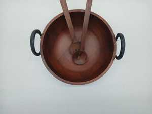 Handmade <b>Large</b> <b>Wooden</b> Salad Serving <b>Bowl</b> with Handles Rustic Kitchenware for Fruits Elegant Salad <b>Bowl</b> Set - Product Image 4