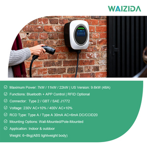 Borne de recharge murale intelligente triphasée Waizida 22 <span class=keywords><strong>kW</strong></span> Type 2, blanche, 32 A, 380 V - Product Image 6