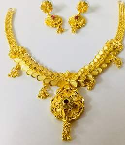 DDP คลาสสิก24K ชุดเครื่องประดับคอโมโรส Mayotte แนววินเทจชุบทอง24กะรัตต่างหูสร้อยคอทองแดงแฟชั่นทันสมัยสำหรับ USA France - Product Image 1