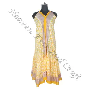 2023 Spanish Summer Bohemian Fashion Women's Wear Indian Silk Sari Jumpsuit Ladies Elegant Dinner Gown Sleeveless Evening Gowns