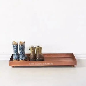 Rectangle Shape Metal Black Antique Finished <b>Boot</b> Tray for Home Entryway and Living Room Decorative <b>Boot</b> Trays - Product Image 2