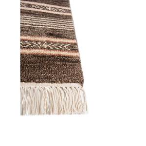 Alfombra de Lana Anudada a Mano Color Beige Marrón Tomillo LCA-882, Diseño Abstracto a Rayas, para Entrada, Pasillo, Rectangular, Tipo Rompecabezas, para el Hogar - Product Image 4