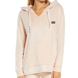 Sudaderas con capucha personalizadas de alta calidad para mujer, sudaderas térmicas de poliéster y algodón con estampado de logotipo frontal para invierno - Product Image 4