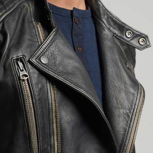 Prix bas Vente en ligne Nouvelle arrivée Veste en cuir pour hommes Design basique Nouvelle arrivée Veste motard en cuir pour hommes lourds - Product Image 4