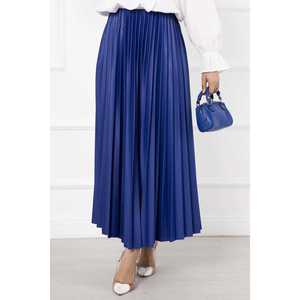 Jupe longue en satin Saks Color avec taille empire respirante, style uni, fente décorative imprimée, idéale pour l'été - Product Image 4