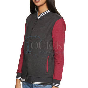 Chaqueta de Letterman personalizada para mujer-Algodón de punto transpirable duradero y carcasa de nailon de alta calidad - Product Image 2