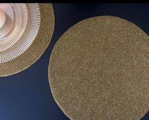 Mantel Individual de cuentas hecho a mano de lujo, pieza central decorativa dorada, alfombrilla ovalada ecológica/almohadilla de cristal, madre perla, negocios de alimentos - Product Image 2