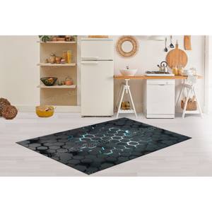 Geometric Printed <b>Rug</b> with 3D Effect Black Shapes,<b>Chenille</b> <b>Rug</b> - Product Image 3