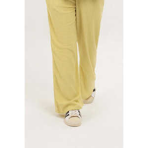 Pantalones Casuales de Mujer Verdes Tejidos con Mezcla Teñida, Transpirables, de Cintura Alta y Pierna Ancha con Técnica de Teñido Liso Arrugado - Product Image 3