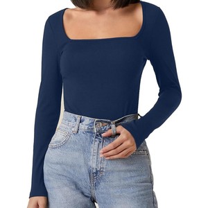 Recién llegado, camisetas femeninas de punto con cuello ancho, camisetas, la última camiseta para mujer, cuello redondo suelto femenino - Product Image 1
