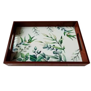 Plateau de service en bois exquis imprimé au laser plateau en bois d'acacia à thème naturel avec poignées attachées plateau de service en bois de dîner de fruits - Product Image 6