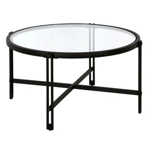Mesa de Centro de Acero Inoxidable Negra de Diseño Moderno y Ecológico con Cristal para Sala de Estar, Color Personalizado, Venta al por Mayor - Product Image 1