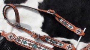 สายคาดศีรษะและสายรัดอกหนังวัวแท้ดีไซน์ขนนกไนลอนคุณภาพสูงแบบใหม่ - Product Image 5