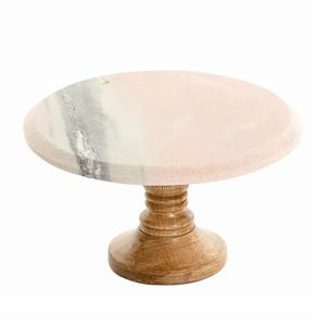Birthday Party Decoration Customized Size Cake Stands Rounded Wooden Cake Stand With Marble Top Multi-functional Cake Stands - Product Image 1