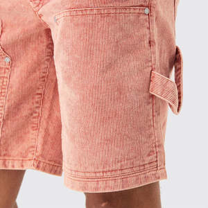 Bermudas transpirables con lavado ácido para hombre hechas en fábrica, diseño informal de patrón sólido con cierre de cordón personalizado - Product Image 3