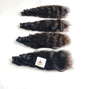 Máquina cruda de doble trama India al por mayor 100% color natural negro cutícula alineada ondas profundas procesadas para extensiones de cabello de mujer - Product Image 3