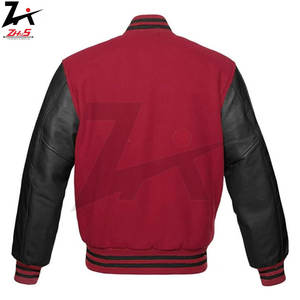 เสื้อแจ็กเก็ตทีมเบสบอลเลตเทอร์แมนแขนหนังวัวขนแกะสีเย็บปะติดออกแบบได้ตามต้องการ - Product Image 2