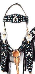 Vente en gros Premium Quality Nouveau Design Cuir Cheval Western Headstall avec cuirasse avec frange en daim à un prix abordable - Product Image 2