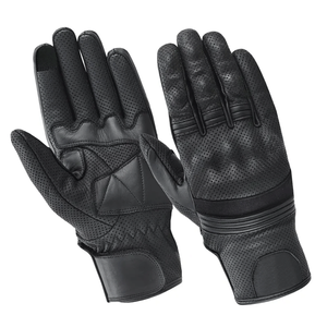 Guantes de cuero de vaca perforados con pantalla táctil para motocicleta con protección para nudillos - Product Image 1
