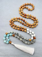 Collier de prière religieux de qualité supérieure 108 perles en amazonite, howlite et jaspe, avec pompon de guérison, équilibre énergétique, cristal 8mm