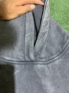 Sudadera con capucha polar de algodón 100% de talla grande para hombre hecha a medida, sudadera de invierno con patrón de tejido sólido, técnica lavada de talla grande - Product Image 4