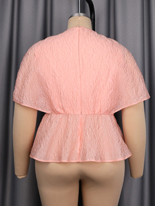 ATP060219 <span class=keywords><strong>Camicetta</strong></span> da Donna Primaverile con Maniche a Fiori Applicati in Jacquard <span class=keywords><strong>Arancione</strong></span> e Rosa - Product Image 4