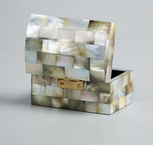 Caja de joyería de madera con mosaico de nácar de lujo, almacenamiento de joyas, cajas de madera MOP de India - Product Image 4