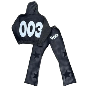 Venta al por mayor de chándal deportivo para hombre con parche desgastado Vintage bordado con logotipo personalizado lavado ácido ropa de calle Sun Fade chándal de invierno - Product Image 1