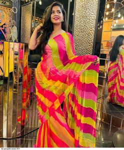 Độc Quyền Ấn Độ Pakistan Thiết Kế Tuyệt Đẹp Georgette In Saree Thanh Lịch Áo Phong Cách Ưa Thích Dân tộc Mới Nhất Hợp Thời Trang In - Product Image 2