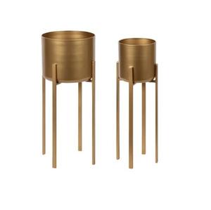 Soporte para plantas de interior de metal dorado tradicional con exhibición de maceta alta para uso en el jardín - Product Image 3