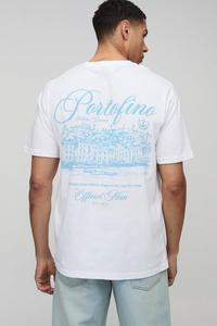 <b>Men's</b> Premium Quality 100% Cotton T-<b>shirt</b> Customized <b>White</b> Portofino Landscape Print Oversized Streetwear Yarn Dyed <b>Long</b> - Product Image 3