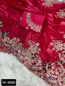 Fabrication indienne et prix de gros vêtements de fête et fonction de mariage Saree avec broderie lourde Séquence Codding Travail Saree - Product Image 2