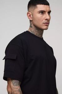 Venta al por mayor de los hombres altos bolsillos utilitarios chándal corto de gran tamaño de calidad superior transpirable ropa casual pulóver chándal para los hombres - Product Image 3