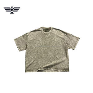 T-shirt Homme 2026 Coupe Droite Lavée avec Col Tricoté, Style Vintage Délavé à l'Acide, Streetwear de Haute Qualité, Impression Écologique - Product Image 3
