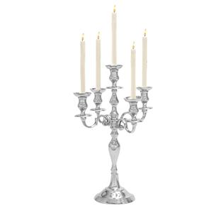 Candelabro de Diseño Único de 5 Brazos con Acabado Plateado, Candelabro de Metal Alto para Piso, Centro de Mesa Decorativo para Bodas y Hogar - Product Image 4