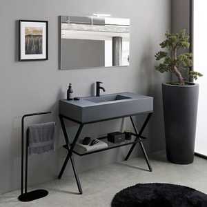Free-Standing 100cm <b>Bathroom</b> <b>Cabinet</b> with Madeira Grey Sink and Mirror Modern <b>Bathroom</b> Sets - Product Image 2