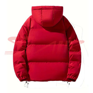 Veste matelassée rouge personnalisable pour hommes, manteaux chauds d'hiver, imperméable, tricoté, grande taille, fermeture à glissière, services OEM, toile polyester - Product Image 2