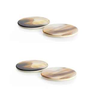 Posavasos de cuerno de búfalo Natural de alta calidad, alfombrillas y almohadillas cuadradas, posavasos clásicos para el hogar y el restaurante, posavasos de Color Natural - Product Image 4