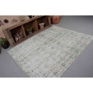 Alfombra turca Vintage moderna de 5,6x7 pies, verde, Beige, área grande clásica, diseño de retazos rectangulares, Material de lana, Alfombra de látex para habitación - Product Image 5