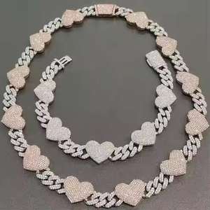 VVS Moissanite 20mm corte redondo Diamante Blanco y oro amarillo Hip Hop Iced Miami collar de cadena de eslabones cubanos Plata de Ley 925 - Product Image 1