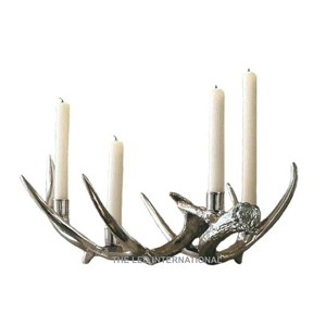 Portavelas decorativo de asta y adorno de Metal de aluminio para centro de mesa, chimenea de granja, repisa de 20X5x12 pulgadas - Product Image 2